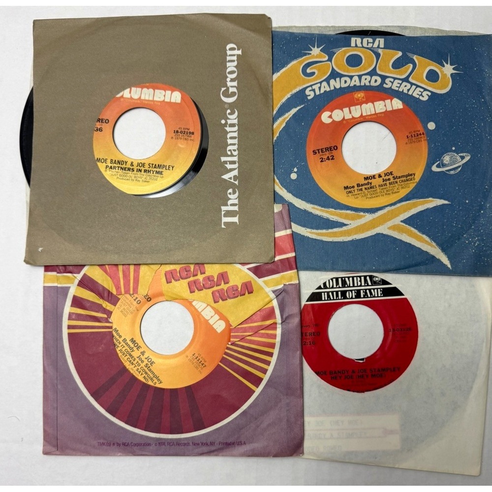 Joe Stampley/Mo Bandy Joe&Moe lot of 4 vtg vinyl 45 rpm records